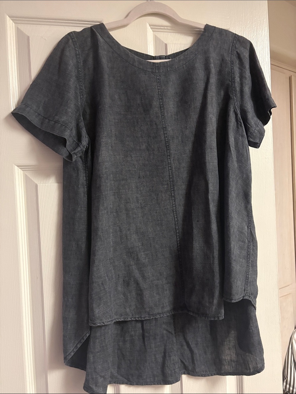 Eileen Fisher Washed Charcoal Short Sleeve Tunic small/ medium